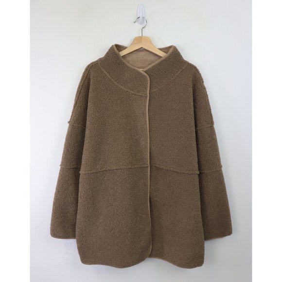 ASTR The Label Oversized Teddy Coat Sherpa Jacket Snap Front Plush Camel 2X - Picture 5 of 8